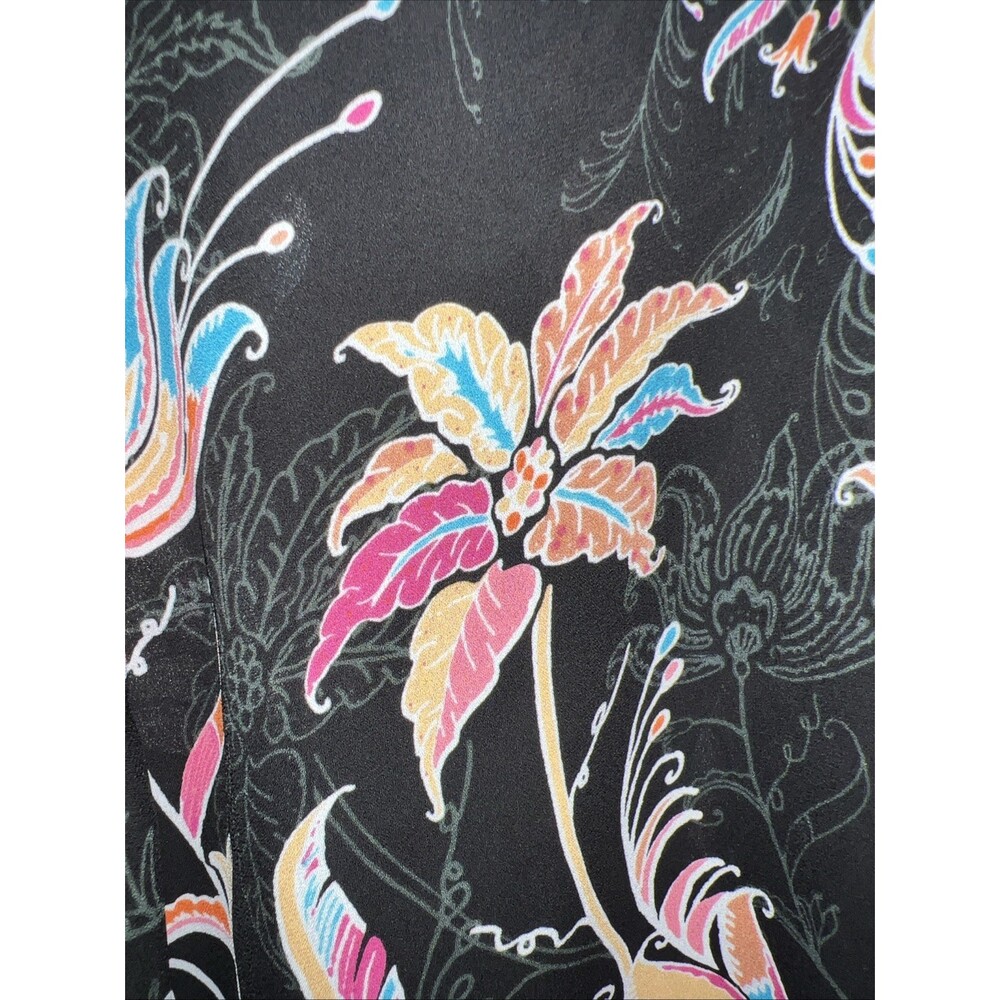 Bob Mackie Wearable Art Floral Print Blouse X-Large Black Multicolor - Picture 3 of 5